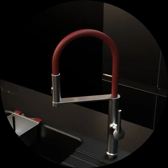 Red pull-out faucet hose