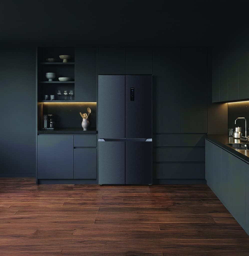 Carysil french-door refrigerator in a contemporary apartment kitchen