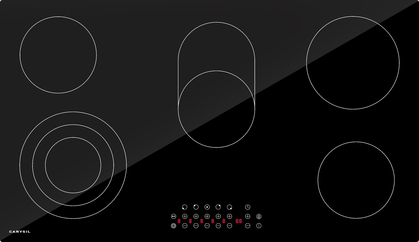 Carysil Vitroceramic Electric Hob 90 cm, top view
