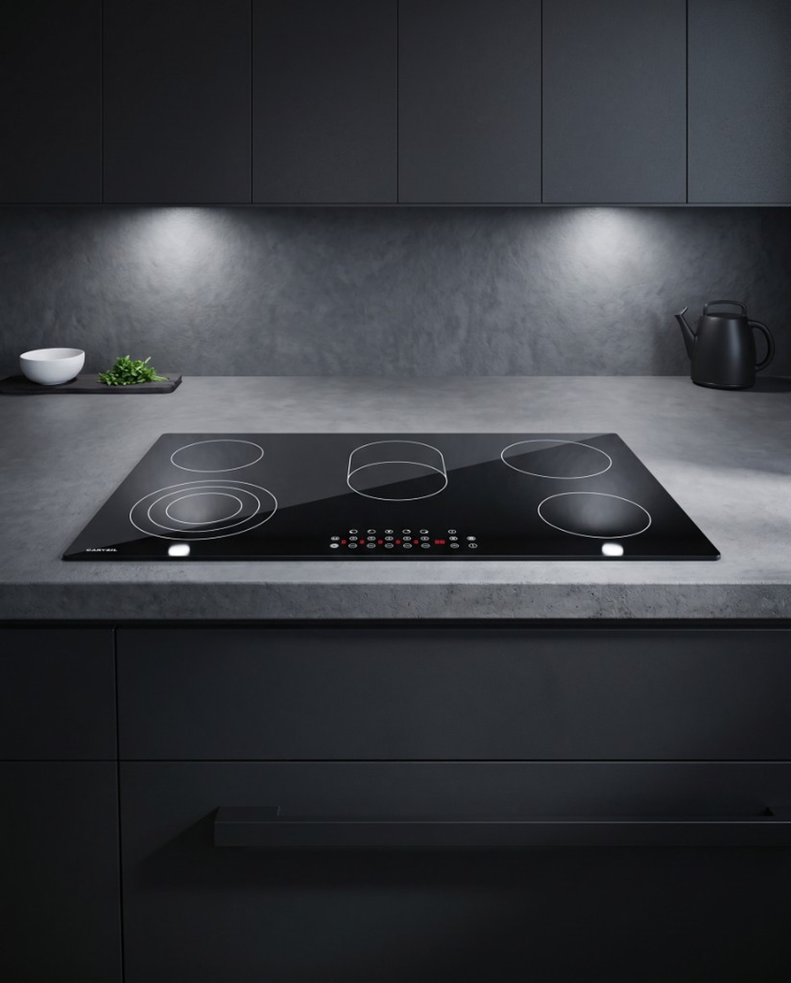 Carysil vitroceramic five-zone hob with CARYSIL wordmark