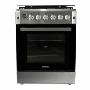 Carysil Free-Standing Cooking Range FSCR-01, 62L Gas Oven, 4 High-Power Italian SABAF Burners, Cast Iron Support, Digital Timer, Cooking, Baking, Grilling & Roasting, Stainless Steel Body, Silver