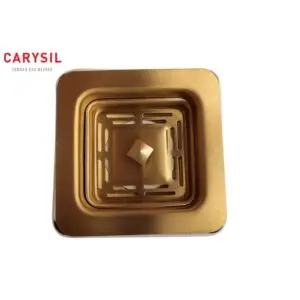 Carysil 304 Grade Stainless Steel Square Waste Coupling with Removable Waste Strainer Assembly, Corrosion-Resistant, Efficient Drainage System - Yellow Gold PVD Finish
