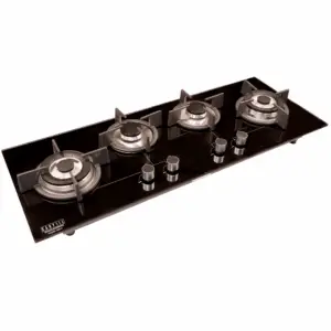 Carysil Pasillo 100cm Built-in Glass Hob, 4 Brass Burner